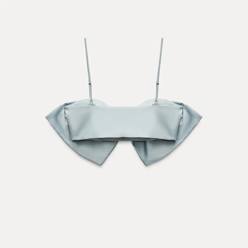 Zara satin effect bow crop top - Picture 5 of 8